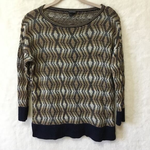 Club Monaco Brown Diamond-Patterned Knit Top - Picture 2 of 9